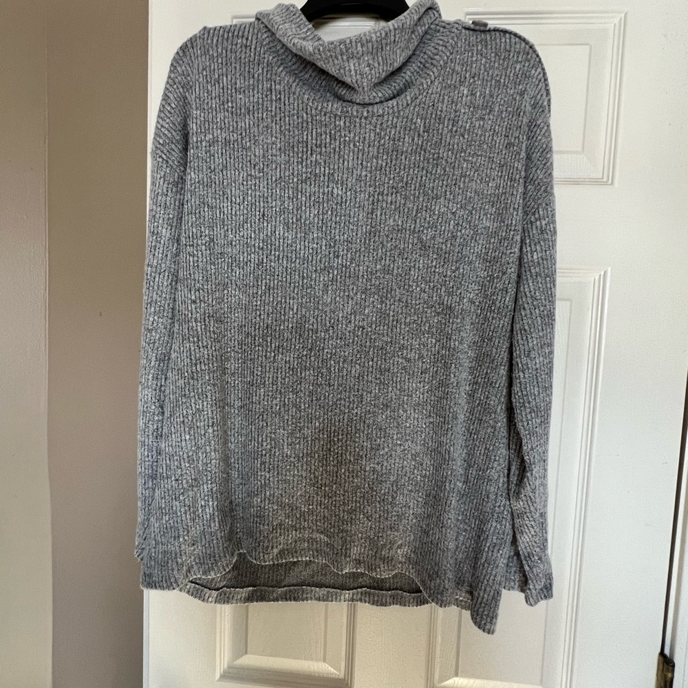 Joan Vass cowl neck cozy ribbed sweater size XL
